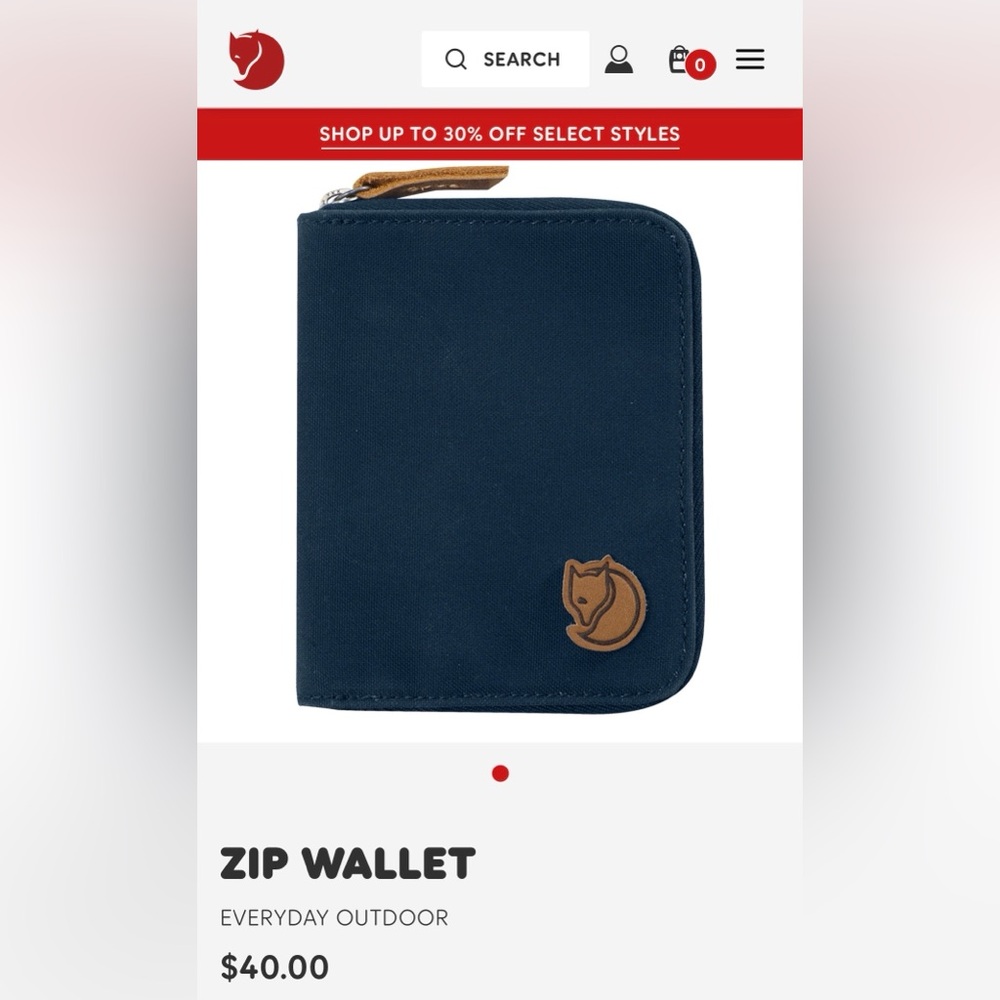 Fjallraven Navy Blue Zip Wallet
